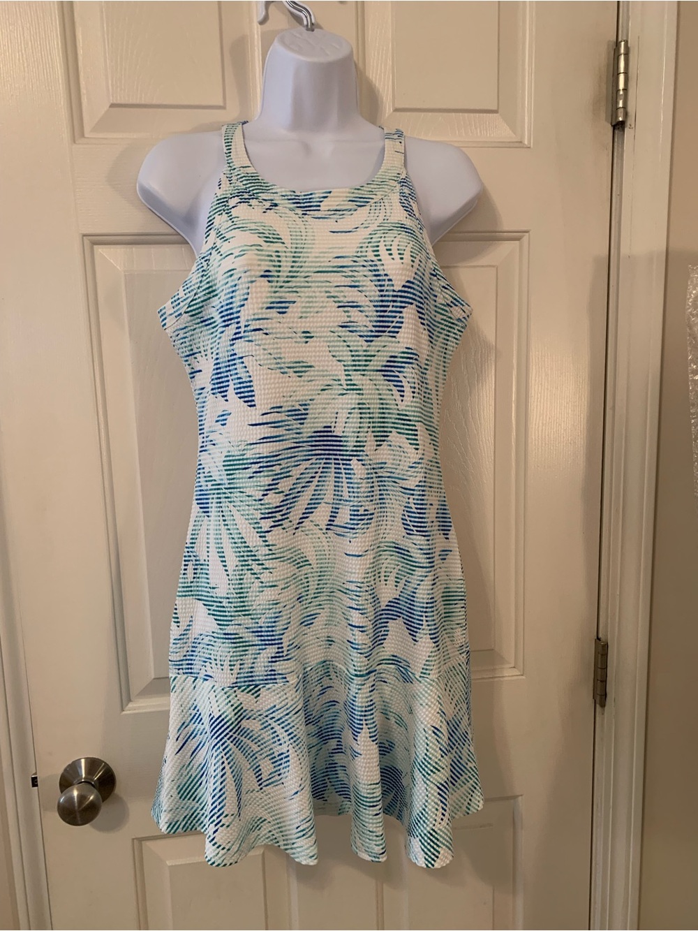 Tommy Bahama Blue and White Tropical Print Island Zone Vacation Style Dress XS